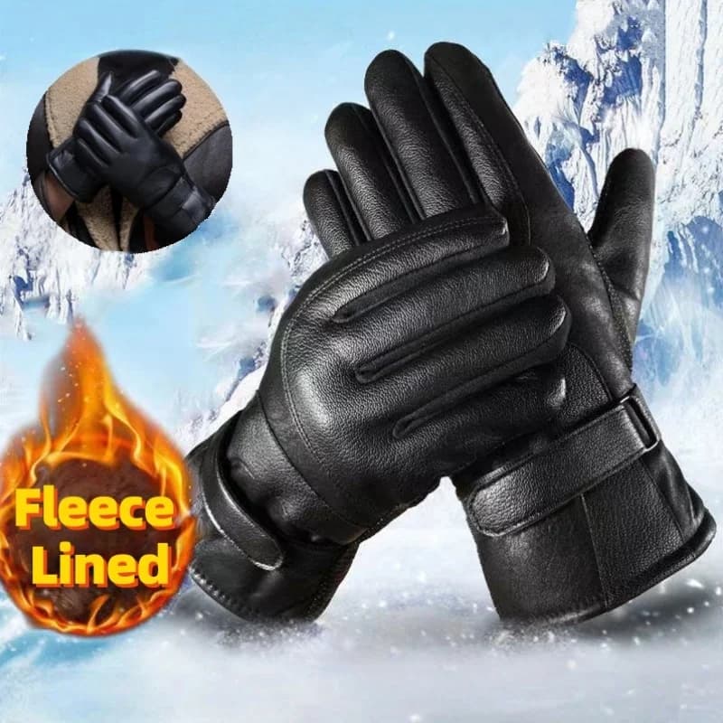 Guanti in pelle touchscreen Guanti da equitazione per moto da esterno ispessiti foderati in pile antivento impermeabili caldi invernali