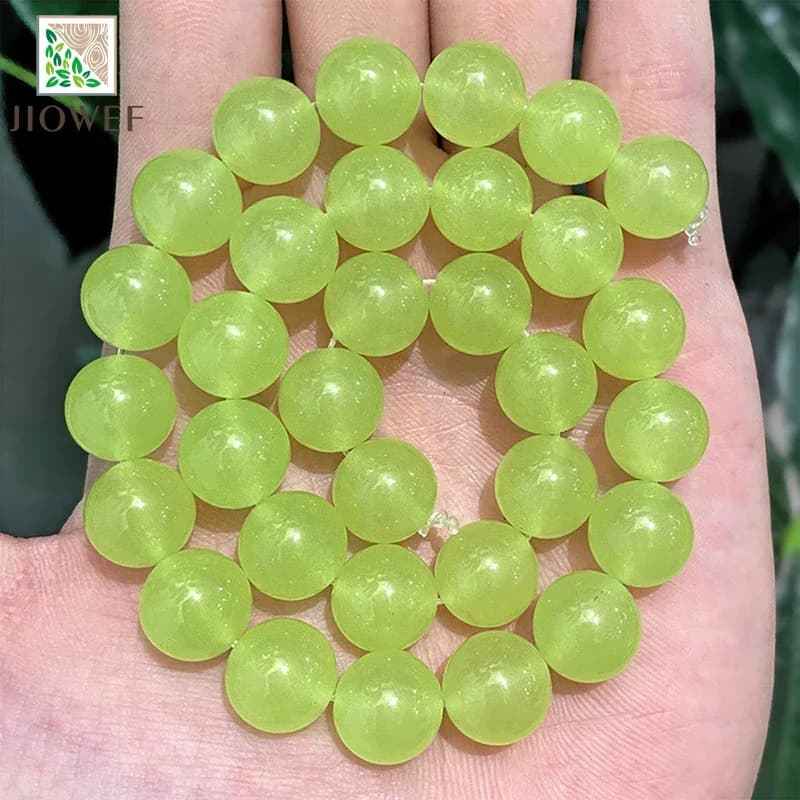 Perline Distanziatrici in Giada Verde Naturale Liscia 4/6/8/10/12/14mm, Accessori Moda Fai-da-Te per Braccialetti e Creazione di Gioielli, 15 Pollici