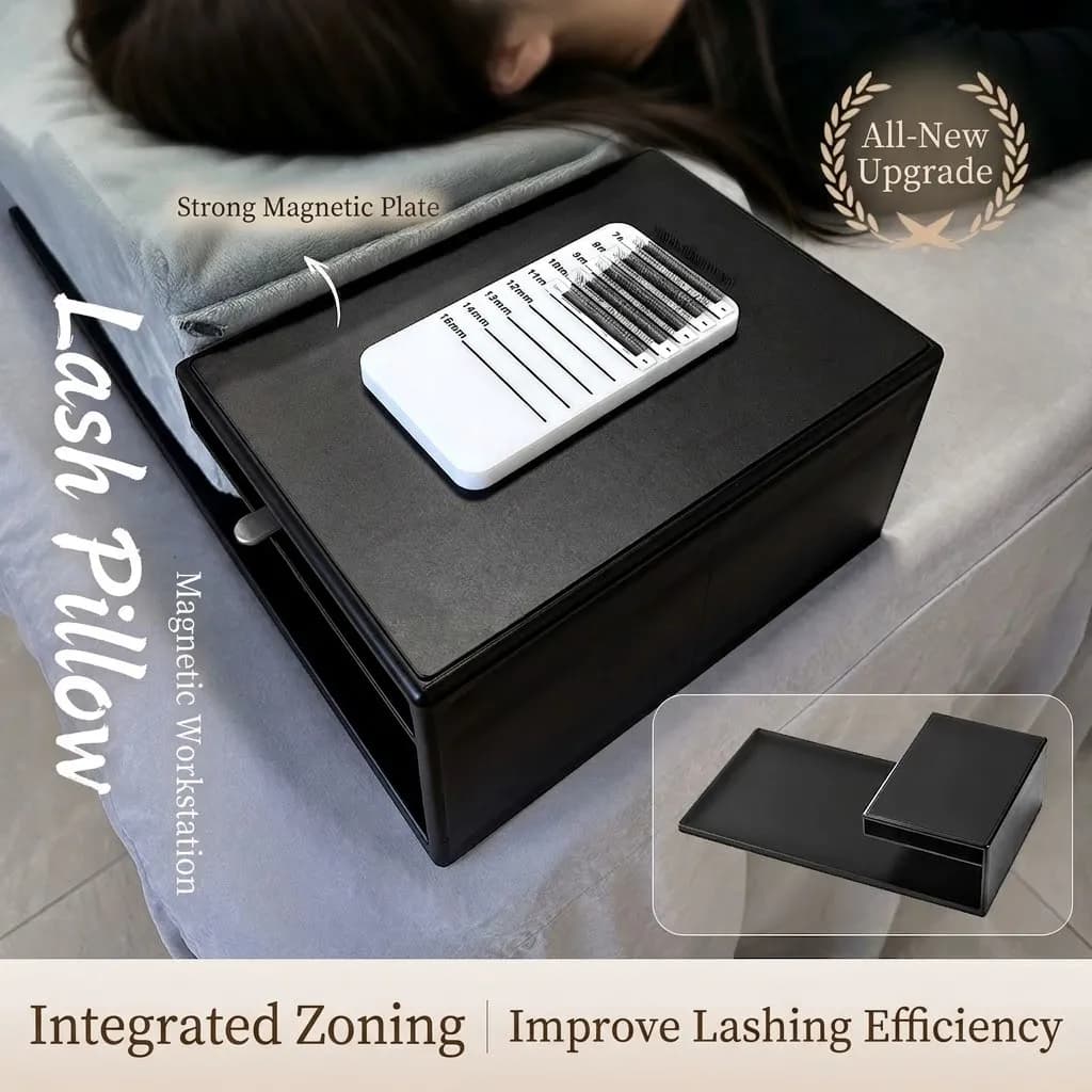 Magnetic Eyelash Extension Pillow & Thickened Acrylic Shelf Set All-in-One Lash Tech Organizer Stand for Professional Salon Use