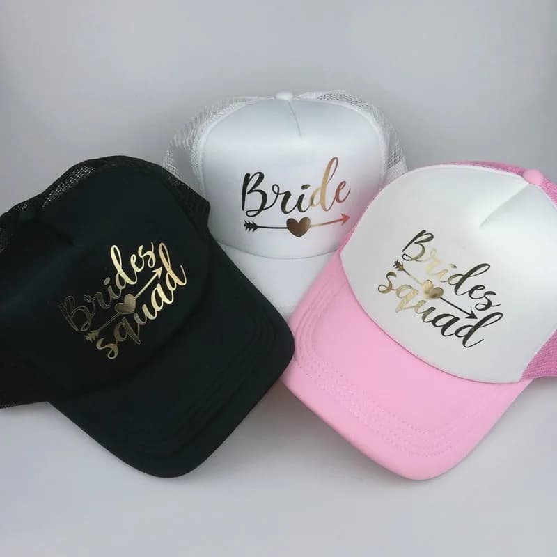 BRIDE SQUAD Cappello Squad con freccia Cappelli da camionista Addio al nubilato Cappellini per addio al nubilato Sposa Damigella d'onore Regalo Bridal Shower Team Sposa per essere