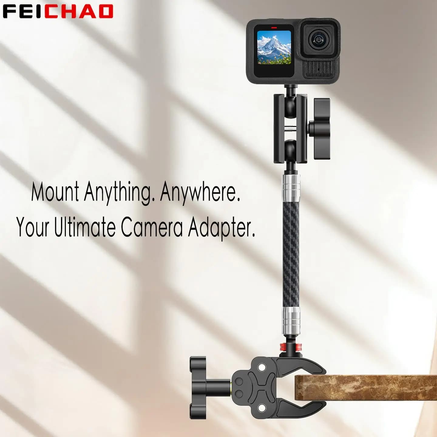 Asta di prolunga per selfie stick in fibra di carbonio per DJI OSMO 360 Insta360 X4 X5 GoPro 13 Action Camera monopiede treppiede staffa di montaggio a sfera