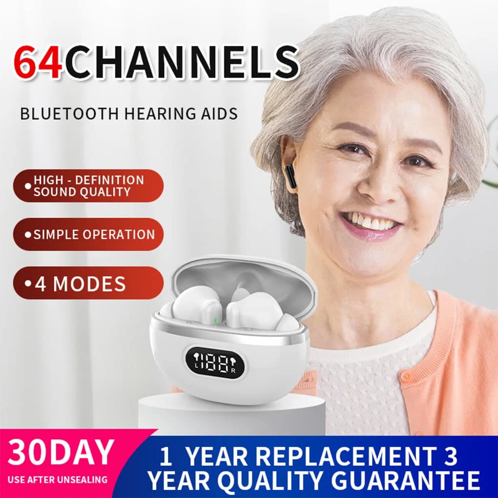 Bluetooth 5.4 compatible hearing aids, TWS touch sports earphones with charging case, senior hearing amplifier