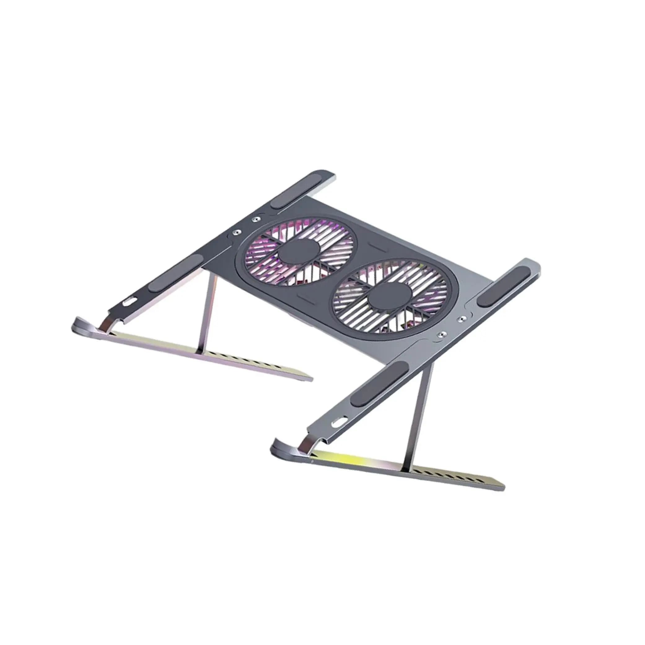 Supporto per laptop con doppie ventole di raffreddamento Turbo, leggero, per laptop da 14-17 pollici, argento