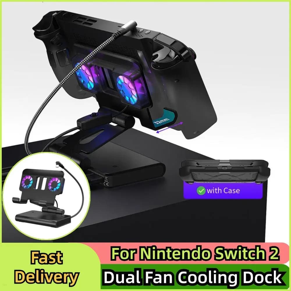 Per Nintendo Switch2 Docking di raffreddamento a doppia ventola 4K @ 144Hz PD 100W Docking station di ricarica rapida 1000 Mbps Ethernet per console di gioco
