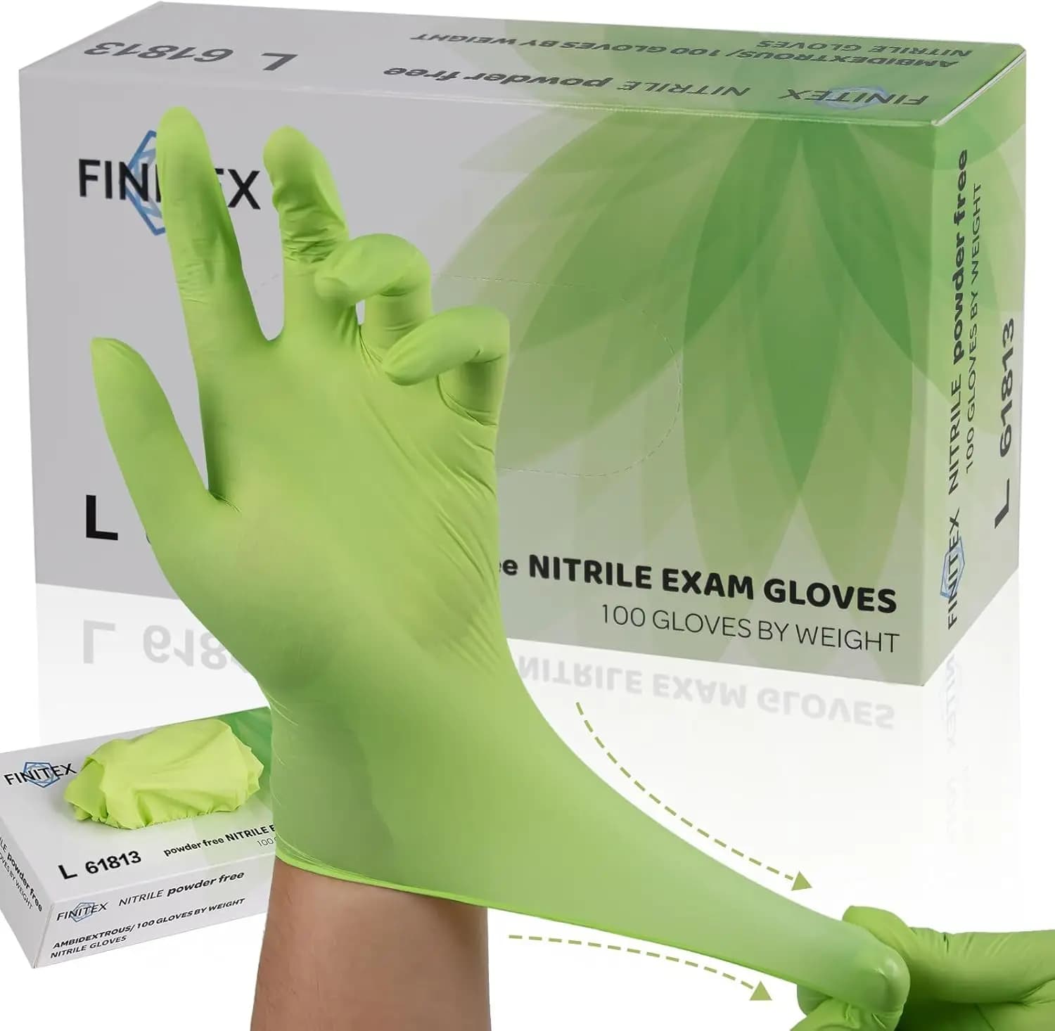 Guanti Monouso in Nitrile - Verdi 3.5mil 100/1000 Pezzi Senza Polvere Senza Lattice per Uso Medico e Alimentare