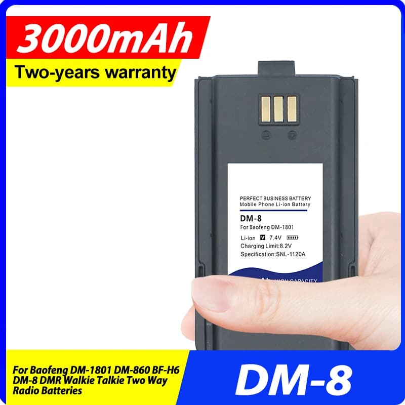DaDaXiong 3000mAh DM-8 Nuova Batteria Per Baofeng DM-1801 DM-860 BF-H6 DM-8 DMR Walkie Talkie Batterie Radio A Due Vie