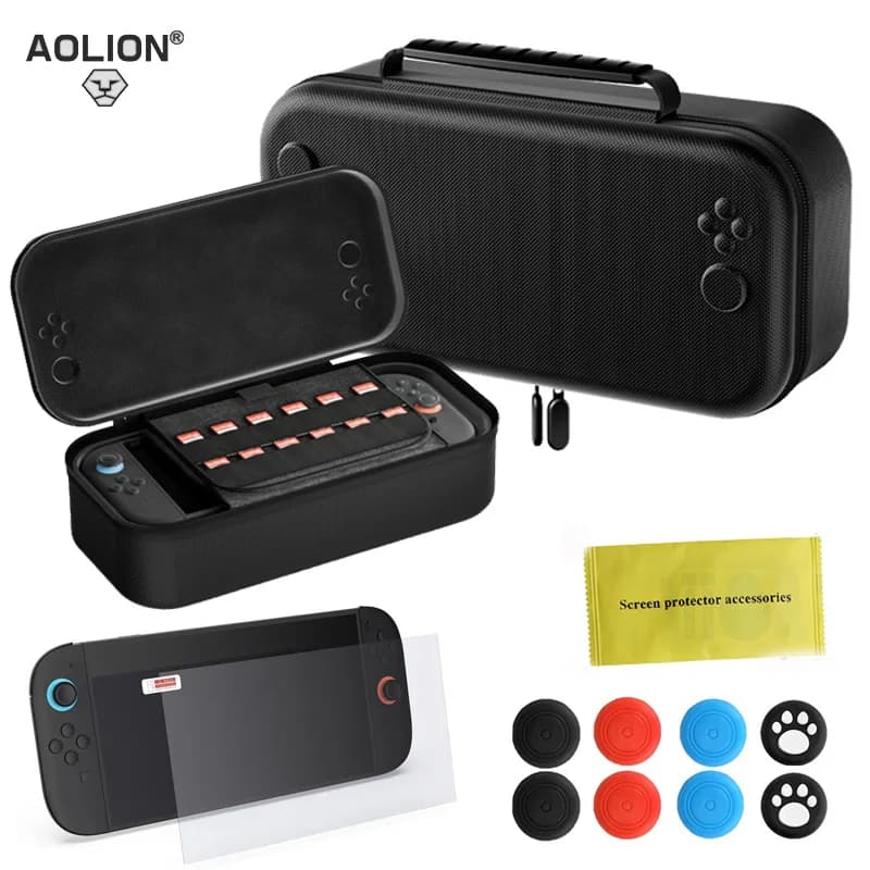 Custodia da trasporto grande di alta qualità per borsa portatile per console Switch2 per copritasti a membrana temperata gratuita per riporre accessori NS Switch 2