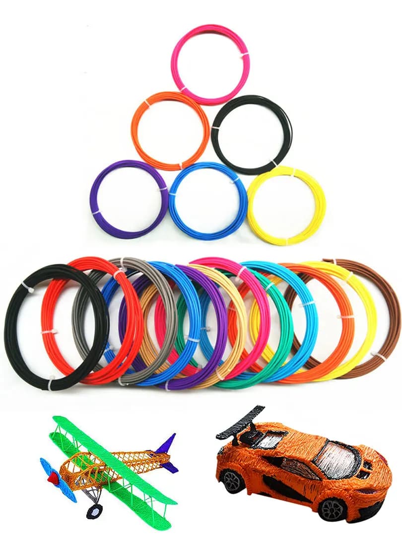 Filamento PLA Colorato per Stampa 3D con Penna, 20/30 Rotoli da 100M 150M 200M, Ricarica in Plastica Inodore e Sicura per Penna 3D per Bambini