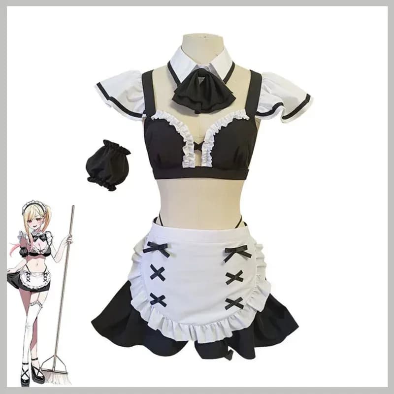 Anime My-Up Darling Kitagawa Marin Costume Cosplay Cameriera Abito Costume da bagno Gonna Parrucca Donna Carino Sexy Festa di Carnevale Suitx;2'a,6.h;8