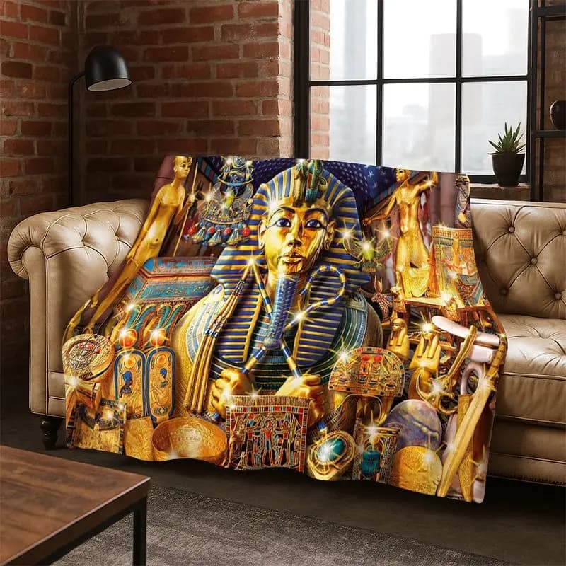 Coperta in flanella con pittogramma mitologico egiziano, coperta morbida e calda, coperta per camera da letto, soggiorno, letto, viaggio, picnic