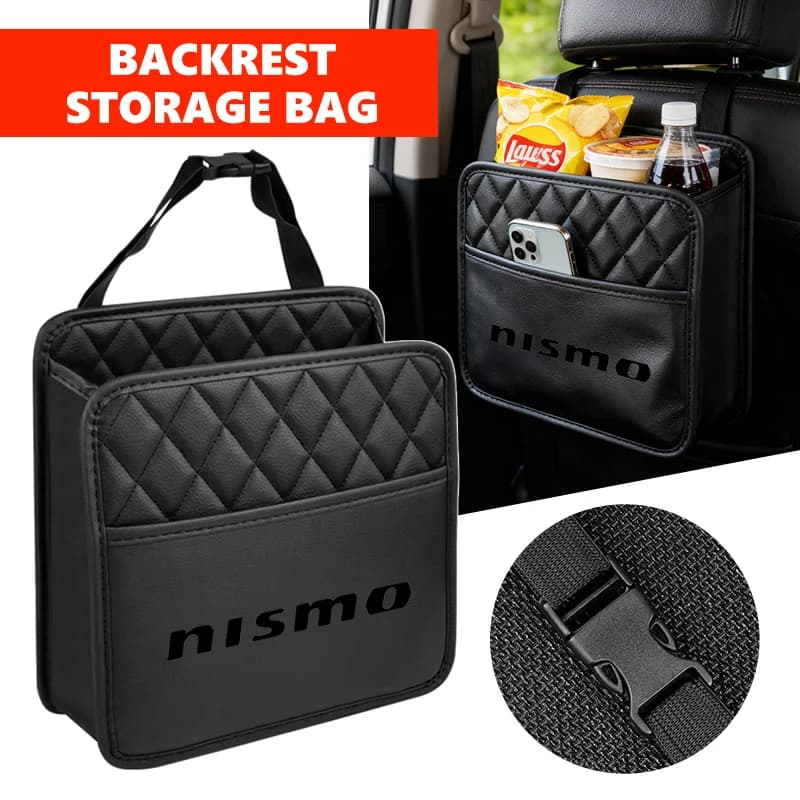 For Nissan Multifunction Car Backseat Storage Bag Tissue Water Cup Holder Auto Organizer Accessories GTR NISMO JDM Teana Skyline