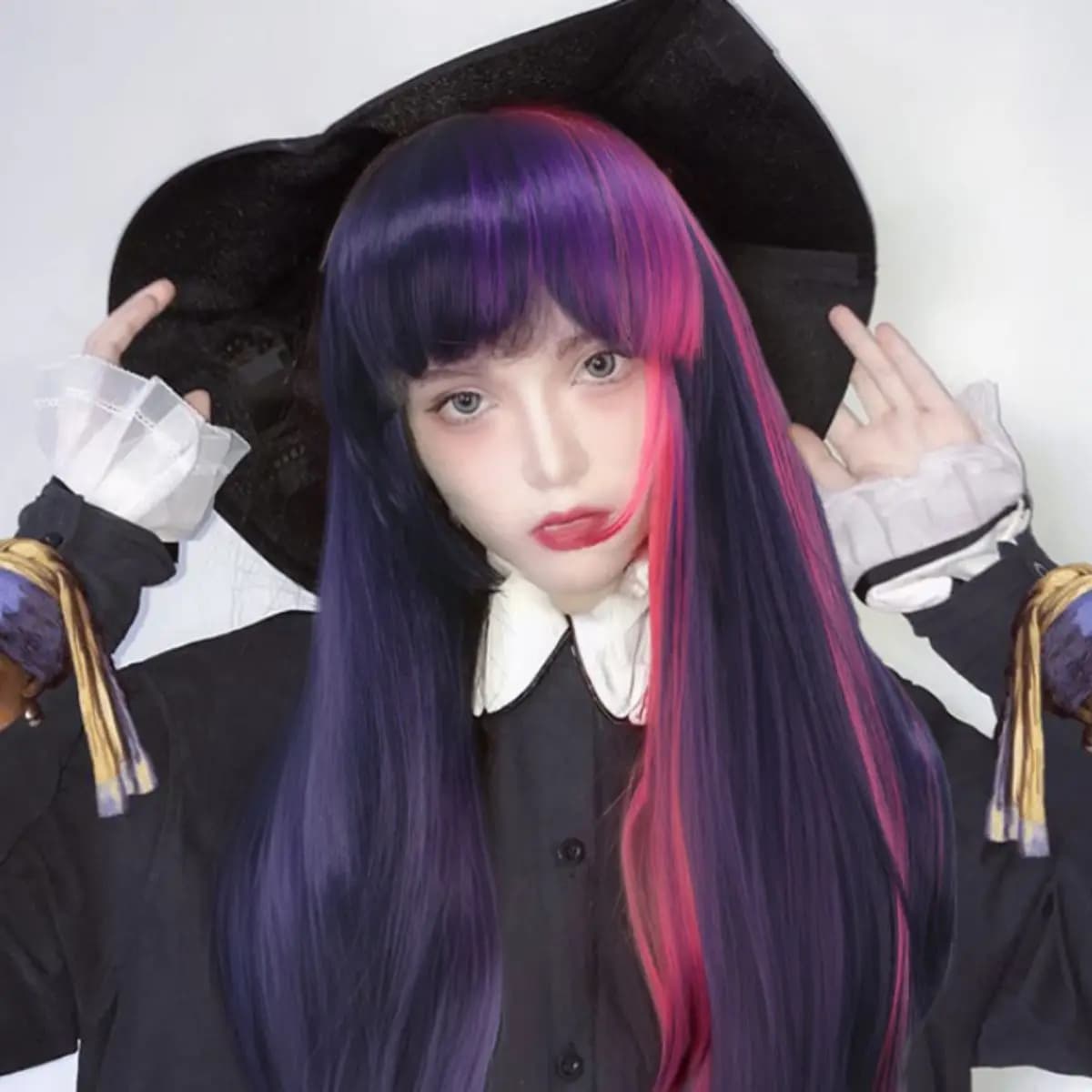Parrucca sintetica per capelli lunghi lisci con frangia ordinata rosa viola Fibra chimica Twilight Sparkle Gioco di ruolo Figura di pony animata