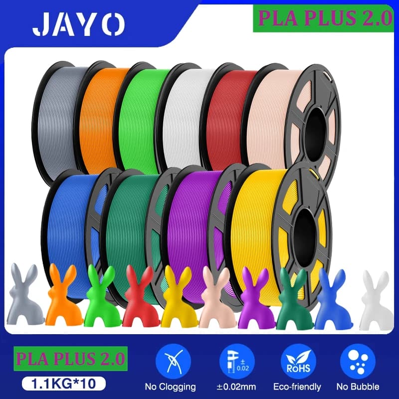 JAYO pla plus 2.0 10 rolls of 3D filaments mixed multiple colors 175 mm non-toxic bubble for free 3D printing to match