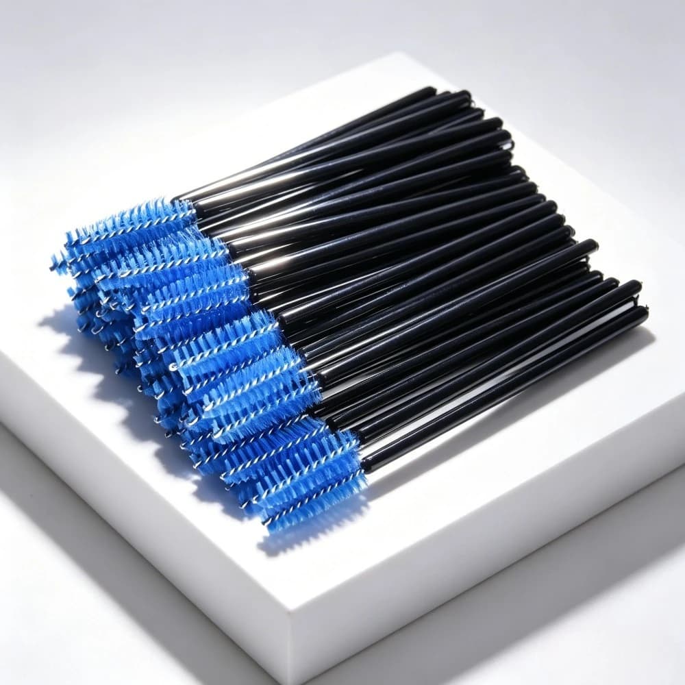 50 Pezzi Applicatori per Mascara da Donna - Pennelli Professionali per Extension Ciglia, Spazzole per Sopracciglia (Blu)