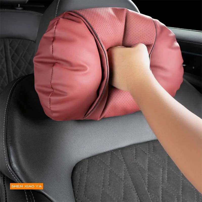 Nuovo cuscino per il collo dell'auto Supporto per la vita lombare in pelle NAPA per il sedile Memory Schienale Poggiatesta Cuscino Auto Gadget Accessori Interni