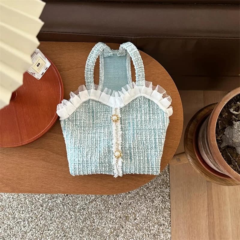 Dog Dresses French Elegant Blue Tween Vest for Small Dog Girls Puppy Clothes Cat Outfits Birthday Party Clothes