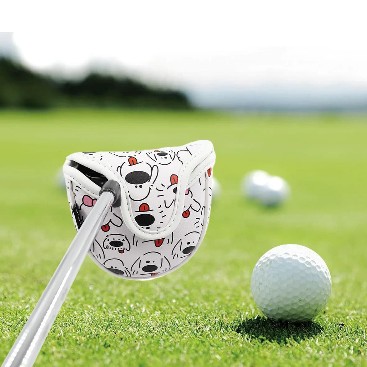 1 copritesta per putter, copritesta per putter da golf con motivo "dog carini", coperture protettive per mazze da golf e copritesta per putter con mazzuolo