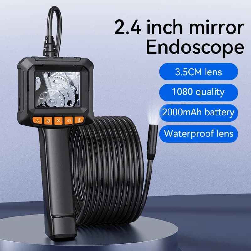 KERUI Telecamera per endoscopio con luce Telecamere per ispezione schermo LCD da 2,4 pollici IP67 Periscopio impermeabile HD 1080P Strumenti per telecamere per endoscopio