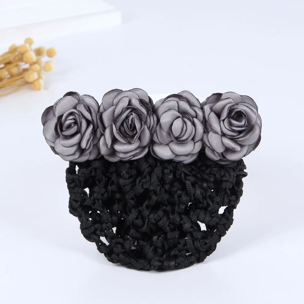 Hair Accessories Crochet Bun Net Flight Attendant Korean Style Headdress Flower Bun Net Snood Women Hairpin Rose Spring Clip