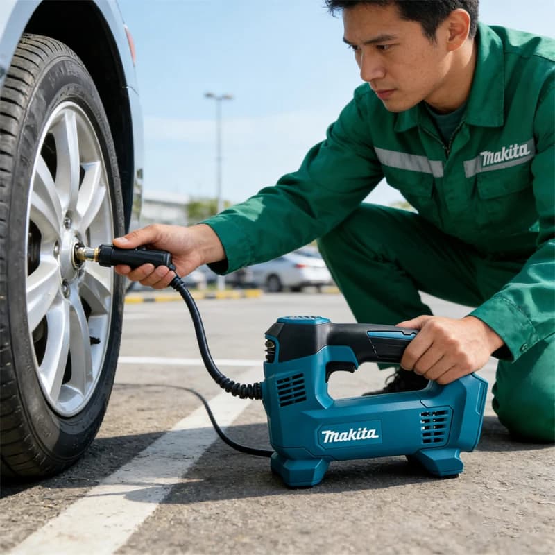 DMP180 MAKITA Gonfiatore a batteria agli ioni di litio da 18V (solo corpo macchina) per auto, gonfiatore portatile per pneumatici, pompa elettrica per moto, gonfiatore d'aria