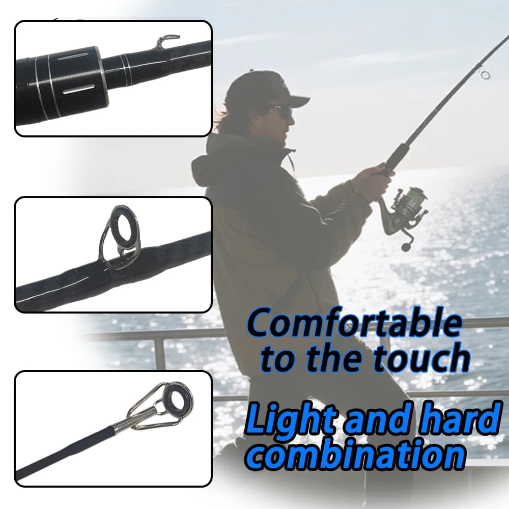 Canna da pesca in carbonio ultraleggera con manico in sughero da 2 sezioni e anello guida Fuji Azione rapida, potenza media, lancio rotante