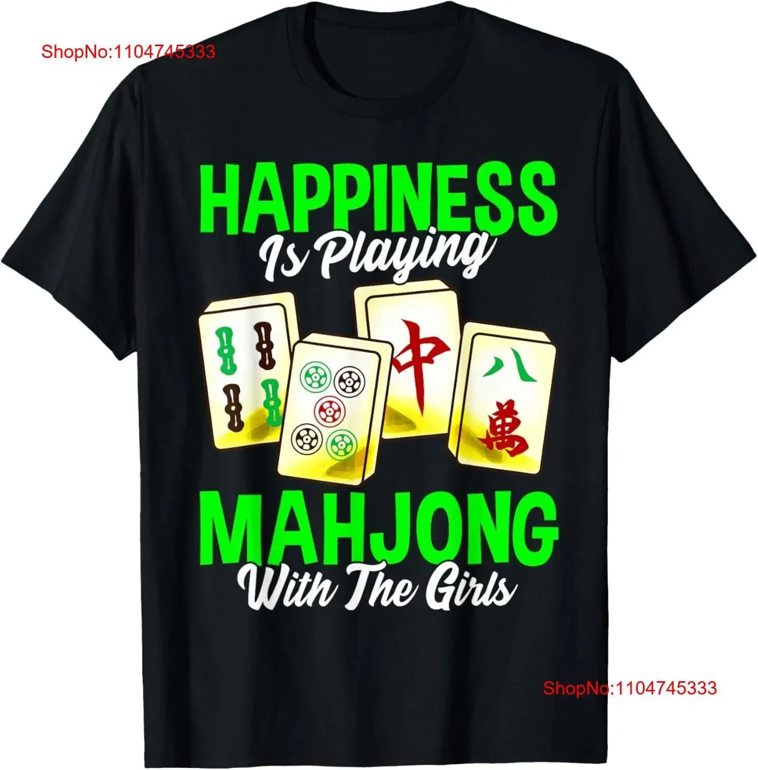 Happiness is Playing Mahjong With The Girls Tile Game T Shirt vintage Washed designer clothes fashion Comfortable Versatile