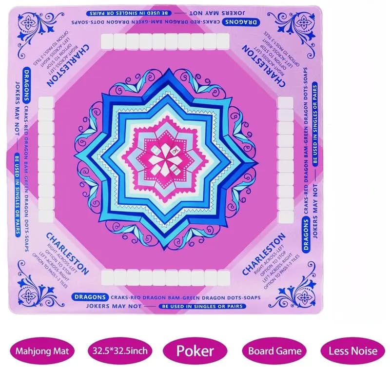 VIKAMA Mandala American Mahjong Table Mat Durable Washable Game Mat with Game Rules American Mahjong Poker Card Table Decoration