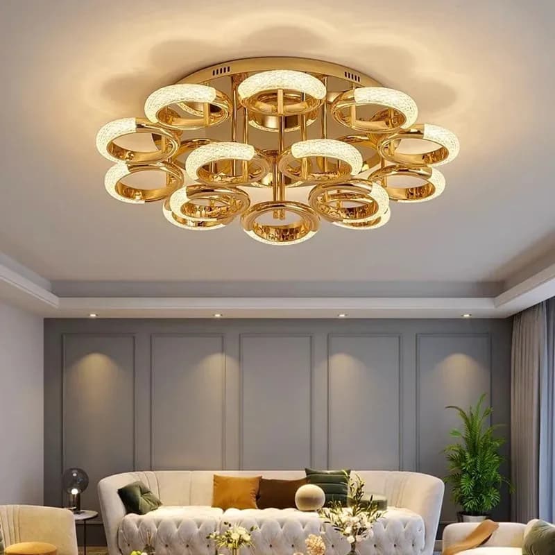 Lampadario moderno per soggiorno camera da letto Nordic Golden Ring lampada da soffitto Luxury Home Decor plafoniera per interni lustro Fixtures