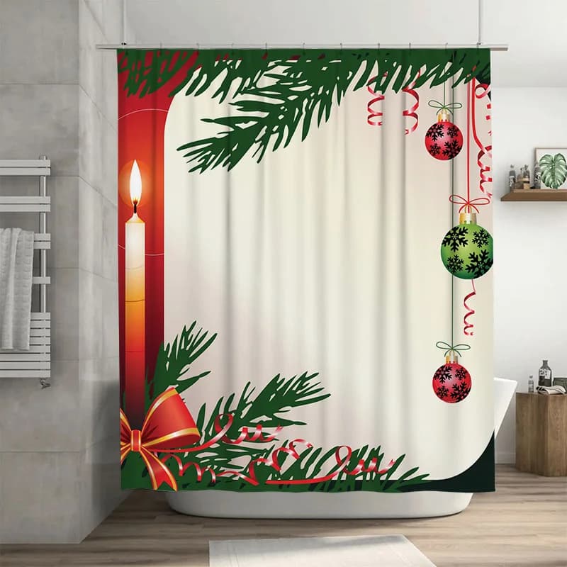 TU Tenda da doccia natalizia Decorazioni festive per le vacanze Tessuto da bagno impermeabile Modello natalizio Sfondo Decorazioni per la casa per le vacanze Sty moderno