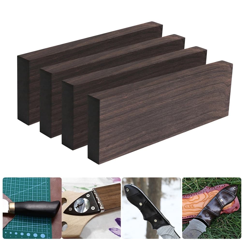 2/4 pz. Blocchi di Legno di Ebano Grezzo per Manici di Chitarra e Parti di Strumenti a Corda
