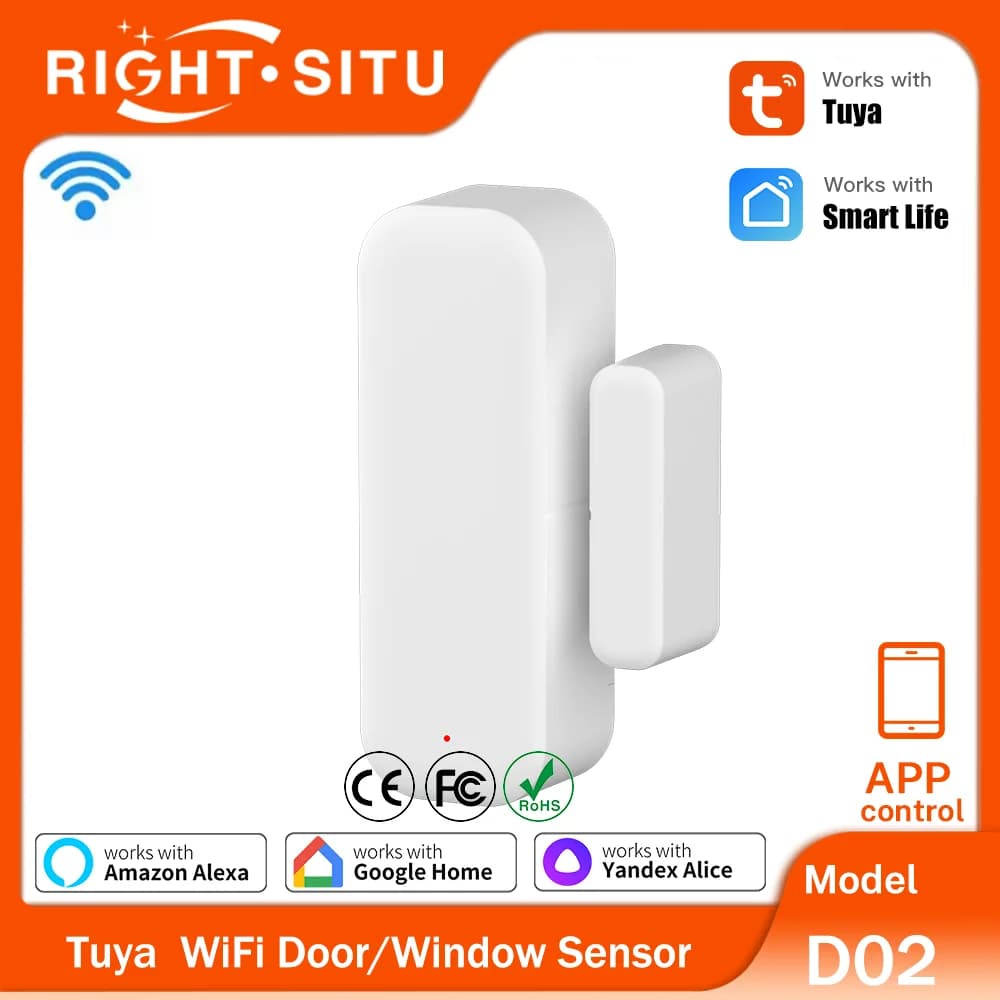 Tuya Wifi Sensore porta Sensore ingresso finestra Sicurezza antifurto Sensore porta Allarme Smart Life Sensore porta magnetico Alexa Google Home