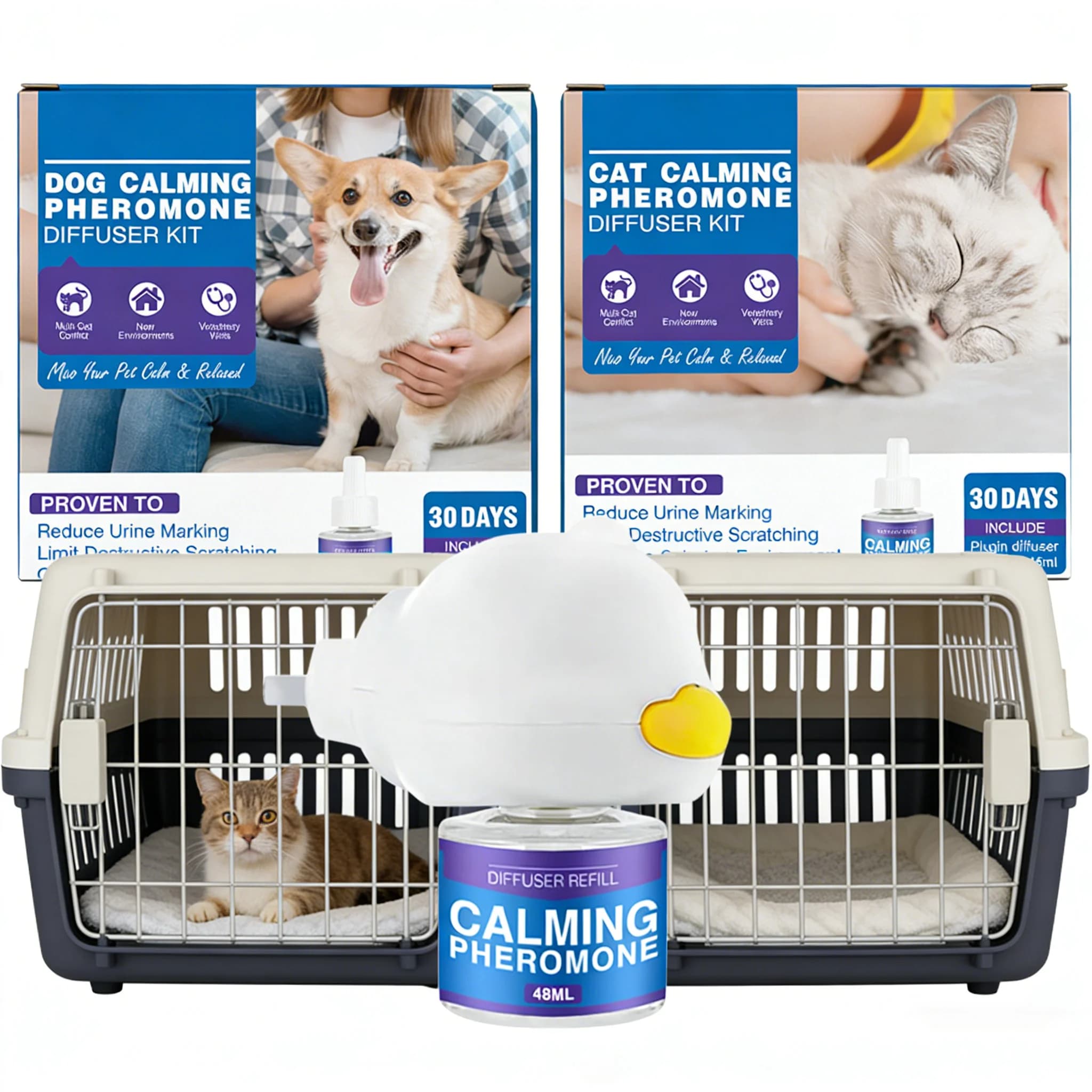 Diffusore di Feromoni Lenitivi per Cani e Gatti, Soluzione Sedativa Anti-Stress per Ridurre le Lotta e gli Spruzzi tra Gatti