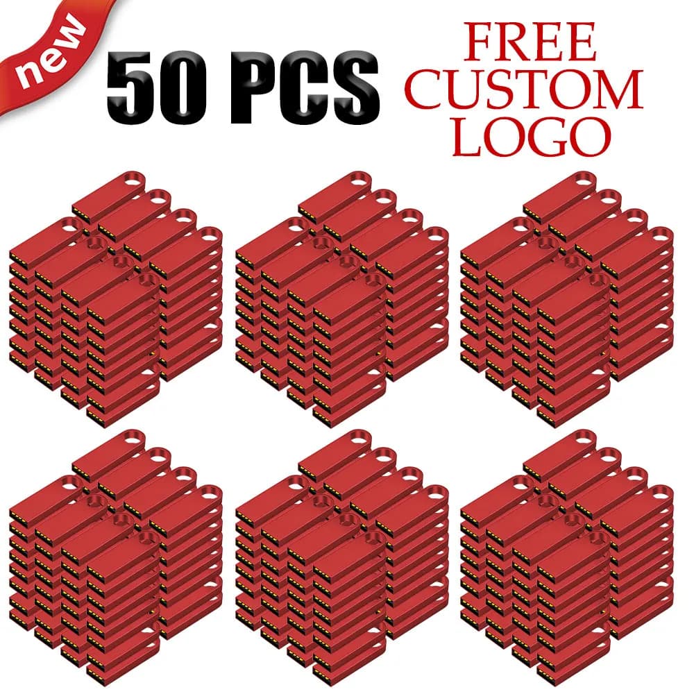 Chiavetta USB 2.0 in metallo da 50 pezzi, 128GB 64GB 32GB, impermeabile, portatile, 16GB 8GB 4GB, con logo personalizzabile gratuito