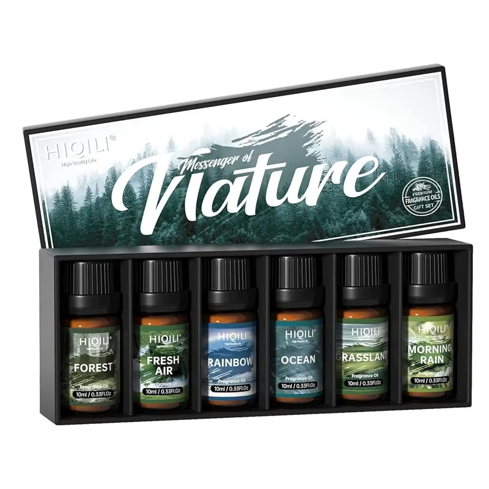HIQILI Set da 6 Pezzi 10ML, Gold Coast, Spezie, Perfetto per Donne, Uomini, Legno, Molteplici Opzioni di Fragranze, Confezione Regalo, Regalo Festivo, Umidificatore/Diffusore, Candele Fai-da-Te