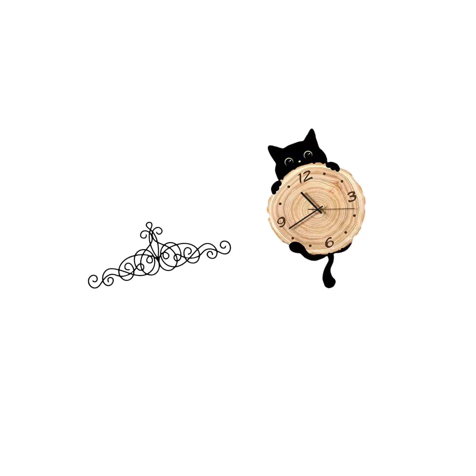 Silent wall clock for cats with Arabic numerals, minimalist iron wall gift for bedroom, bathroom, office space
