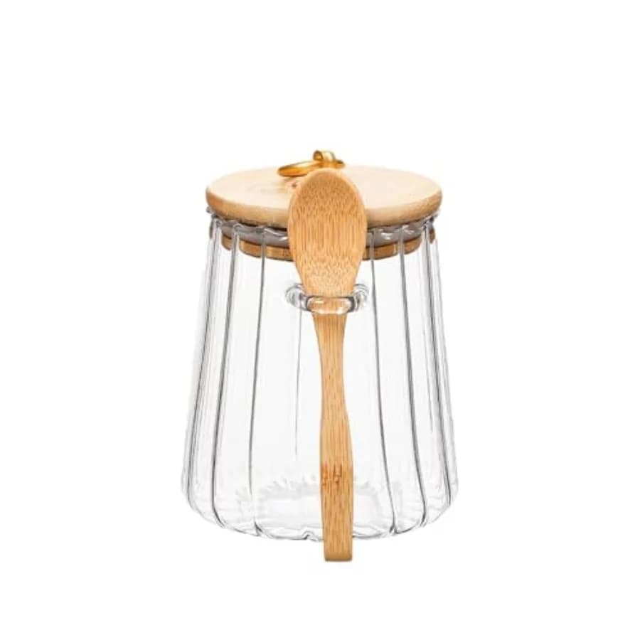 Sugar Bowls Sugar Container 25.36 FL OZ Glass Coffee Canister Airtight Food Storage Jar with Lid and Spoon Candy Jar Coffee Bar