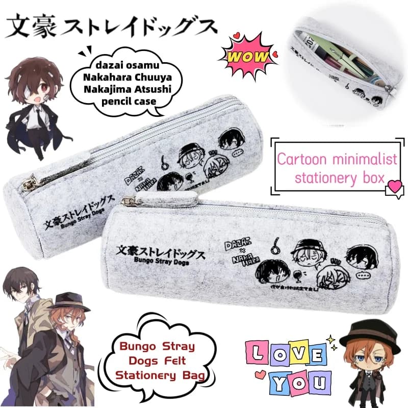 Nuovo Bungo Stray Dogs dazai osamu Nakahara Chuuya Nakajima Atsushi Astuccio per matite per cartoni animati Creativo Anime Periferica Scatola di cancelleria