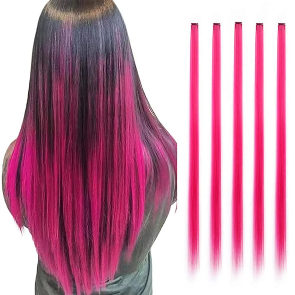 Extension per capelli sintetiche colorate da 5 pezzi, extension per capelli colorati con clip, extension per capelli arcobaleno per donne e ragazze