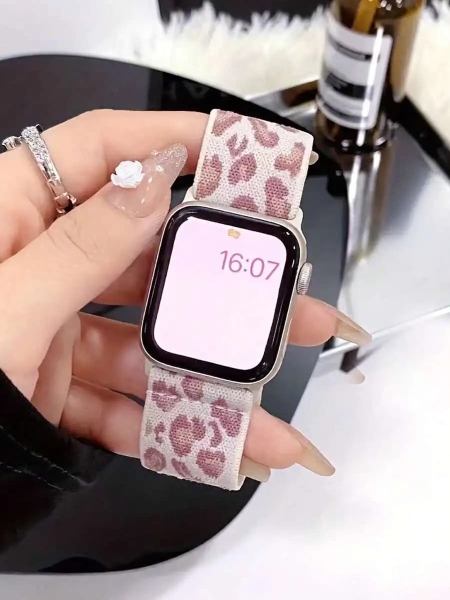 Chic Leopard Print Nylon Band Compatible With Apple Watch Series 9/8/7/6/5/4/3/2/SE, Compatible With 38/40/41mm & 42/44/45/49mm