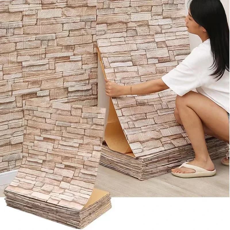 Adesivi per carta da parati 3D Pannello in rotolo Bianco Schiuma morbida Mattone Marmo Roccia Ciottoli Decorazione della stanza di casa da parete fai da te