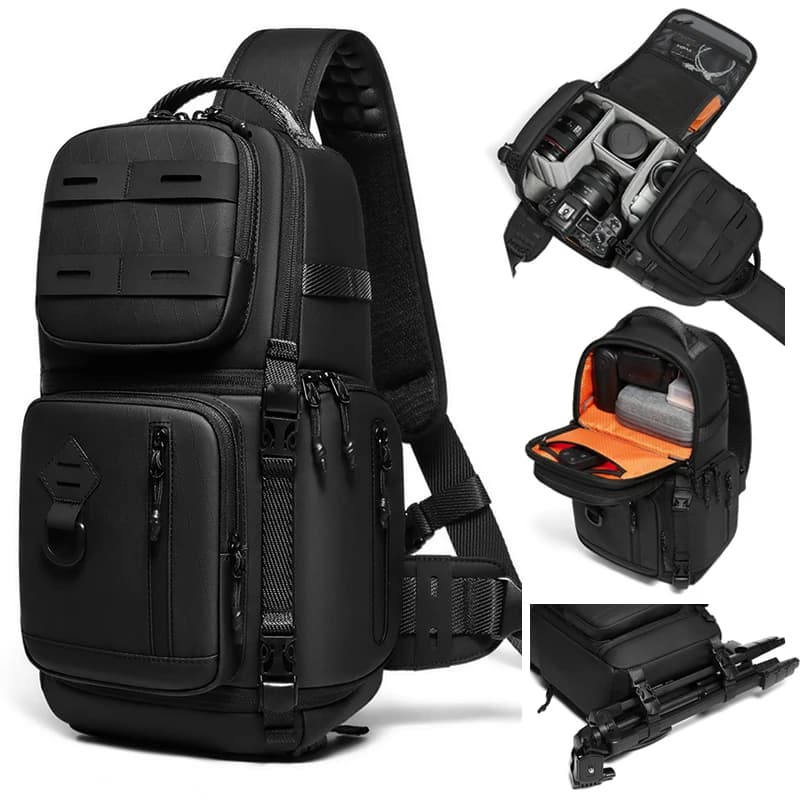 Men SLR Camera Crossbody Bag for Shoulder Bag Hiking Messenger Bags Travel Outdoors Sports Chest Bag Can Be Equipped with Tripod