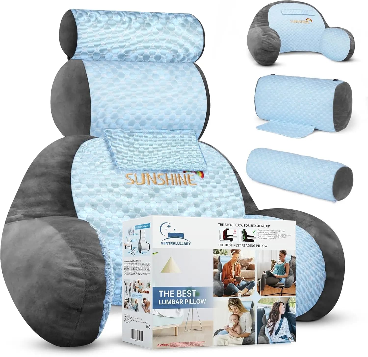 Cuscino Grande Regolabile per il Supporto della Schiena a Letto – Supporto Ergonomico per Schiena, Collo e Zona Lombare – Utilizzabile su Letto, Divano o Pavimento