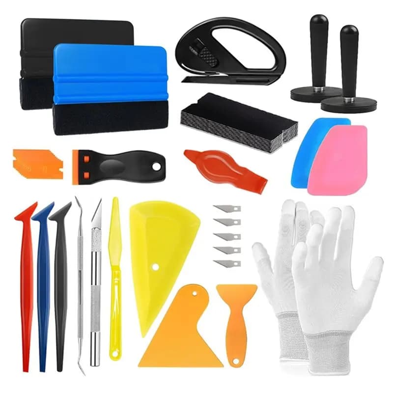 For Car Window Tint Installation Vinyl Wrap Tool Kit Micro Squeegee Corner Scraper Vinyl Cutter Professional For Car Wrap Kit