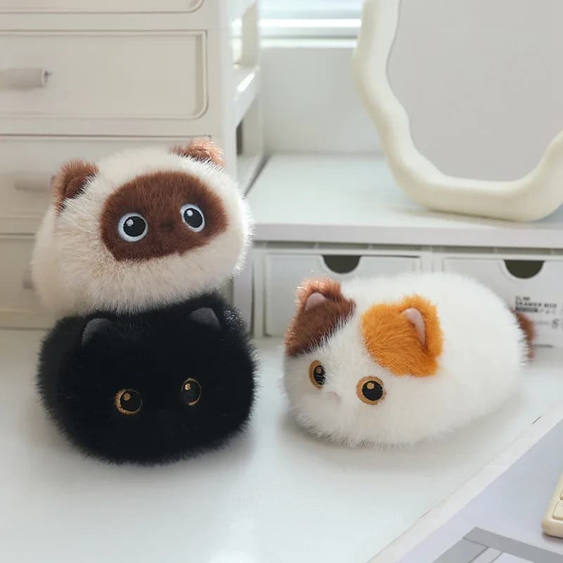 Peluche Gatto Carino, Morbido e Soffice, Mini Gatto Imbottito, Peluche Rotondo Kawaii per Ragazze, Regalo di Compleanno, Bambola Rilassante