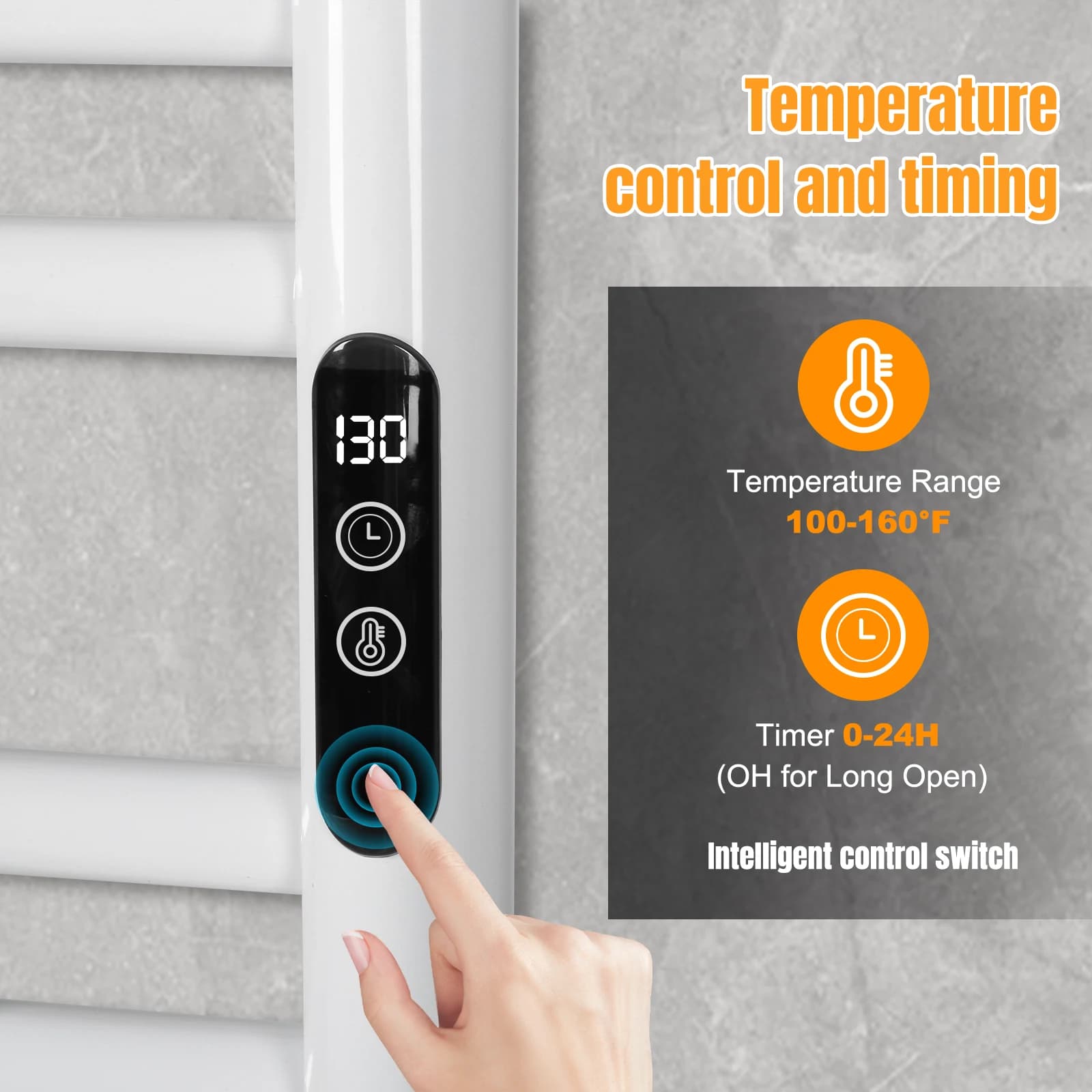 Scaldasalviette Elettrico a 15 Barre con Timer e Controllo Temperatura, Stendino Asciugante Domestico Impermeabile IP56 per Famiglie, Piscine e Saloni
