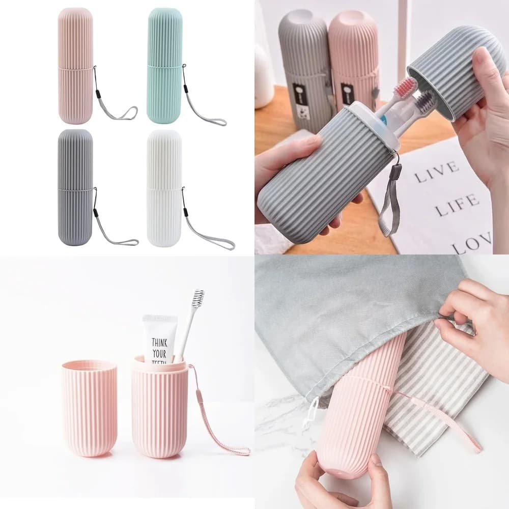 Custodia porta spazzolino portatile con dispenser di dentifricio per viaggi, campeggio, stoccaggio all'aperto, organizer compatto per l'igiene