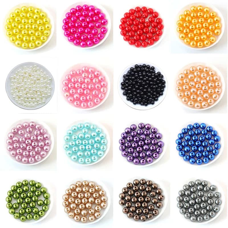 50-1000Pcs With Hole ABS Imitation Pearl Bead 4/6/8/10/12MM Round Plastic Acrylic Spacer Bead for DIY Jewelry Making Findings