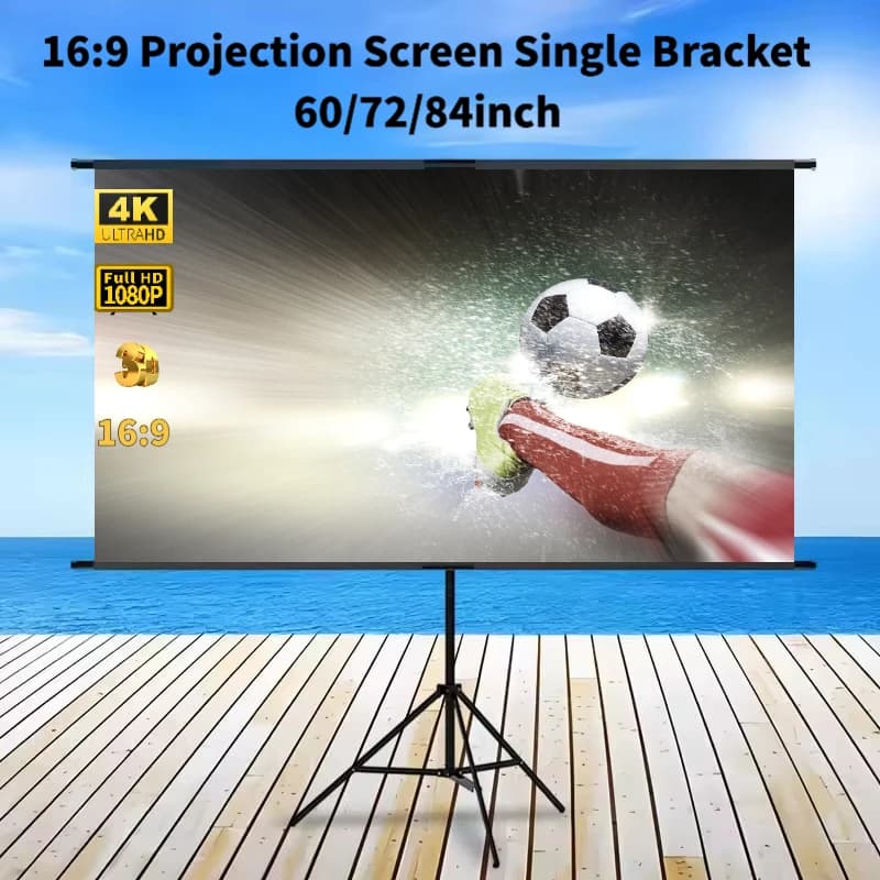Schermo per proiettore con staffa singola-4K HD 16:9 per interni/esterni Può essere utilizzato per lo schermo del teatro per feste in giardino/ufficio