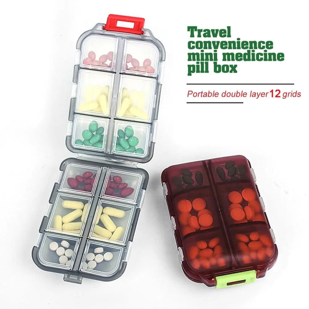 Organizer portatile Dispenser custodia per farmaci scatola Organizer per medicinali scatola per Tablet per medicinali scatola per pillole a 12 griglie