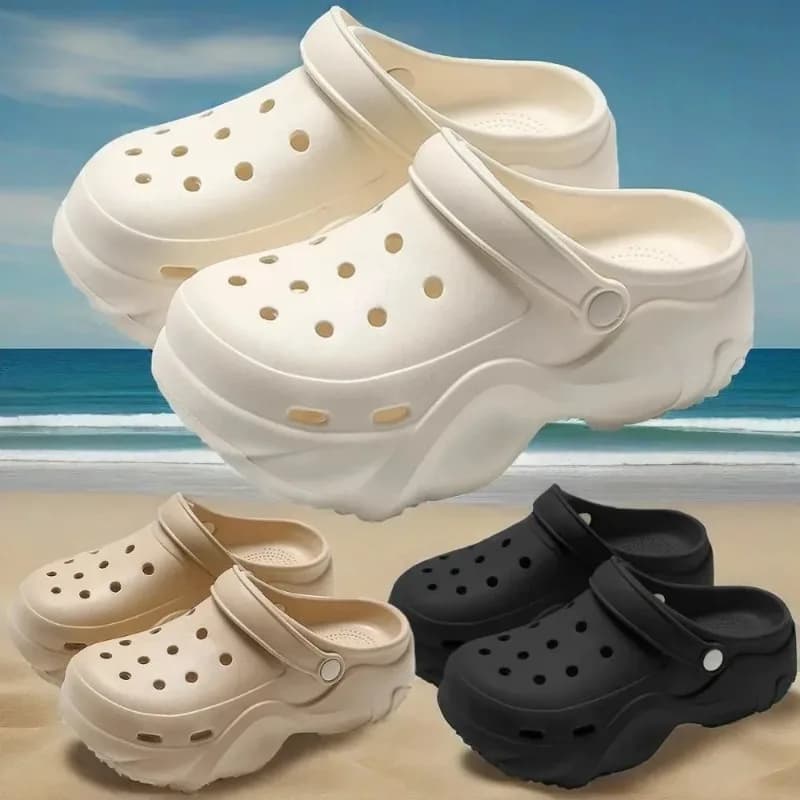 Sandali Estivi da Donna alla Moda in EVA con Suola Spessa, Scarpe da Spiaggia con Copertura per il Piede, Ciabatte Casual con Aumento di Altezza
